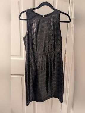 BCBGMaxAzria Black Sequin Sleeveless Mini Dress